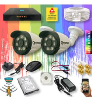 Qromax 2 Kameralı Set - Gece Renkli Gösteren Hareket Algılayan 8 Warm Ledli 1080P Turbo HD Güvenlik Kamerası Seti 3908W-9004