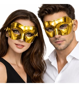 Metalize Parlak Parti Maskesi Altın Gold Renk 16x7 cm