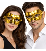 Metalize Parlak Parti Maskesi Altın Gold Renk 16x7 cm