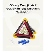 Solar Şarjlı Üçgen Led Park Ve İkaz Lambası