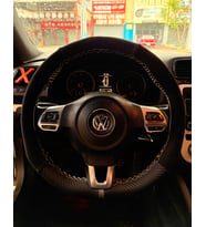 Dikmeli Direksiyon Kılıfı Vw Uyumlu Scirocco Alkantara Karbon Gri Yüzüklü
