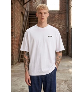 Relaxed Fit Logo Beyaz Tişört pamuk kumaş