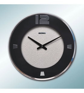 0076 SW2 Metal Kasa Kromaj 41 Cm. Beyaz İnce Desen Duvar Saatı