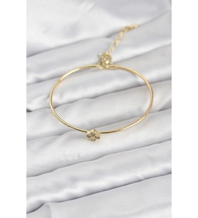 Zirkon Taşlı Yonca Model Gold Renk Kadın Bileklik 5886 - HPSBYI2928-5287