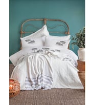 Çift Kişilik Aleph White Timeless Yatak Örtüsü Nevresim Prime Set