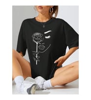 Baskılı Oversize T-shirt - Siyah
