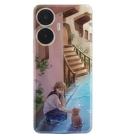 Realme C55 Kılıf Resimli Desenli Silikon Platinium Series Cat And Girl 1808