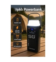 50.000 mAh Powerbank – 22,5 W Hızlı Şarj 4 Dahili Kablolu LED Aydınlatmalı