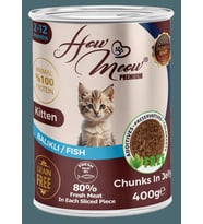 HOW MEOW 12 ADET JÖLELİ PARÇA ETLİ YAVRU KEDİ YAŞ MAMASI BALIKLI 400 GRAM