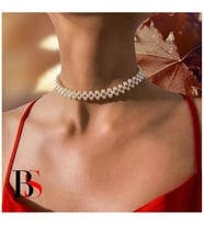 Akrilik İnci Kadın Choker Kolye (Ekru)