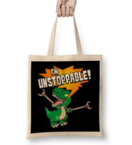 Cute & Funny I Am Unstoppable T-Rex Dinosaur Pun Bez Çanta Uzun Saplı