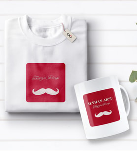BK Gift Kişiye Özel Evimizin Direği Tasarımlı Beyaz Tişört ve Kupa Seti-1 (Model 1)