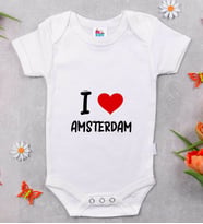 BK Kids I Love Amsterdam Tasarımlı Bebek Body Zıbın - Model 1