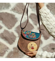 Baykuş Figürlü Çapraz Örgülü Kol Çantası Etnik Bohem Style - Kahverengi