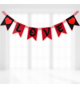 Kalpli Love, Simli Eva Uzar Yazı - 17cm x 115cm