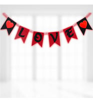 Kalpli Love, Simli Eva Uzar Yazı - 17cm x 115cm