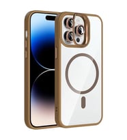 Coverzone iPhone 14 Pro Max ile Uyumlu Z-Etro MagSafe Wireless ?arj Destekli, G��l� Manyetik Tutucu, Stand Olabilen, Kamera Lens Hediyeli Koruyucu K?l?f Desert Titanyum