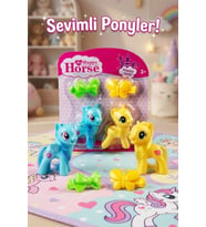 2'li Sevimli Pony At Seti - Toka Aksesuarlı Renkli Figür Oyuncak