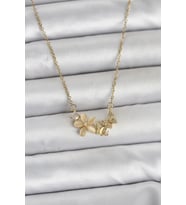 316L Çelik Zincir Gold Renk Çiçek ve Kelebek Model Kadın Kolye 5886 - HPSBYI6351-6144