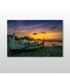 Kıyı Sandal Kanvas Tablo 150x100cm (Karışık)