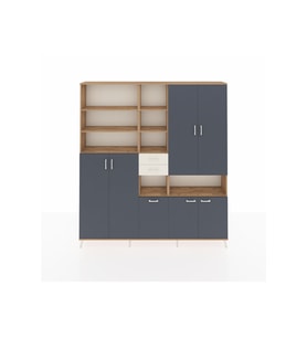 Arges Dolap 17 Raflı 2 Çekmeceli 7 Kapaklı 220x30x243 Çam-Antrasit/Aytaşı