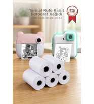 Torima Termal Rulo Kağıt Yapışkanlı Etiket Sticker Tüm Mini Makinalarla Uyumlu 1 Paket (5 Adet) Beyaz