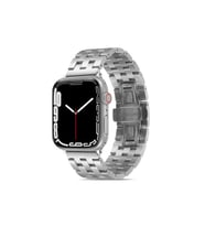 Apple Watch Ultra 49mm Uyumlu Kordon Metal Geçmeli Paslanmaz KRD-20 Kayış (Gümüş)