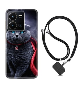 Vivo Y22 Kılıf Silikon Boyun Askılı İpli Desenli Silikon Super Cat 1666