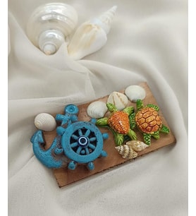 Magnet Çapa Kaplumbağa Deniz Kabuğu Ahşap Mıknatıslı Magnet Buzdolabı Süsü