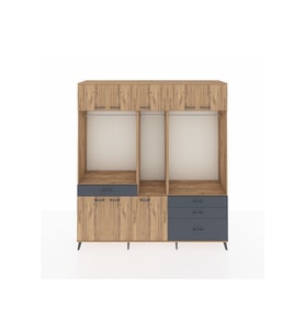 Hyperion Dolap 8 Raflı 4 Çekmeceli 3 Askılı 220x44x243 Çam-Çam/Antrasit