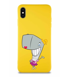 Apple iPhone XS Max Soft Premier Kapak Pearl Yengeç Tasarımlı Silikon Kılıf - Sarı (Şeffaf)