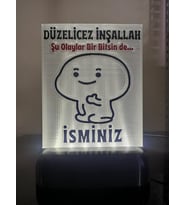 Kişiye Özel İsimli Hediyelik Kablolu Led Lamba - M18 - Düzelicez İnşallah (Beyaz)