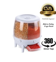 CVS DN 00115 Kuru Gıda ve Bakliyat Organizeri 360° Dönebilen 6 Bölmeli