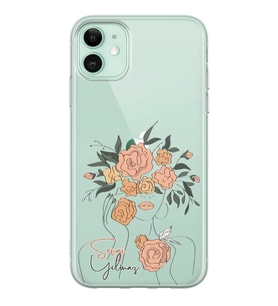 Apple Powder Flowers Tasarımlı Şeffaf Telefon Kılıfı