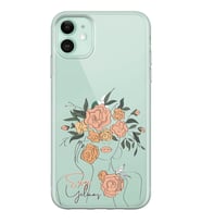 Apple Powder Flowers Tasarımlı Şeffaf Telefon Kılıfı