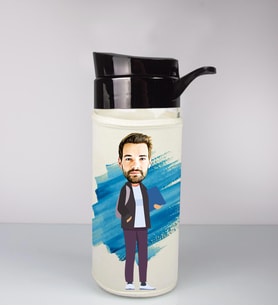 Kişiye Özel Karikatür Tasarım Özel Koruma Kılıflı Cam Matara 95942