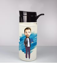 Kişiye Özel Karikatür Tasarım Özel Koruma Kılıflı Cam Matara 95942