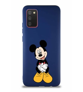 Samsung Galaxy A02S Soft Premier Kapak Mickey Mouse-A Tasarımlı Silikon Kılıf - Lacivert (Şeffaf)
