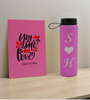 BK Gift Sevgiliye Özel İsimli Pembe Defter ve Cam Matara Hediye Seti-15, Sevgiliye Hediye, Sevgililer Günü, Yeni İş Hediyesi
