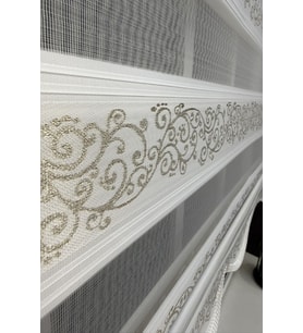 StorBurada Altın Simli Sarmaşık Desenli Zebra Stor Perde Etek Dilimli 9300V02
