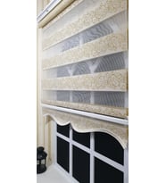 Zebra Stor Perde Sarı Sarmaşık Desen Altın Simli  Etek Dilimli STB9300 V 02