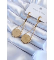 316L Çelik Gold Renk Çyrek Model Kadın Küpe - TJ-BKP8017