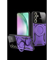 Pilelistore   Samsung Galaxy S24 FE Kılıf Joy Lens Standlı Kapak - Mor