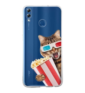 PrintiFy Huawei Honor 8X ile Uyumlu 1mm Slim Fit Kedi 1 050b Baskılı Şeffaf  Kılıf