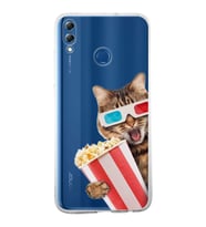 PrintiFy Huawei Honor 8X ile Uyumlu 1mm Slim Fit Kedi 1 050b Baskılı Şeffaf  Kılıf
