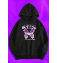 Happiness Baskılı Oversize Sweatshirt (Siyah)