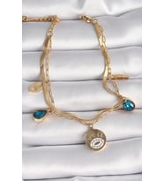 316L Çelik Gold Renk Zirkon Taşlı Göz İşleme Figür Kadın Bileklik 5886 - HPSBYI3106-6653