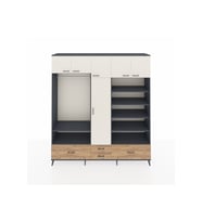 Hyperion Dolap 18 Raflı 4 Çekmeceli Tek Askılı 220x44x243 Antrasit-Aytaşı/Çam