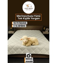 Tek Kişilik Merinos Kuzu Yünü Yorgan (%100 DOĞAL MERİNOS KUZU YÜNÜ) 155 X 215 Cm Ebat