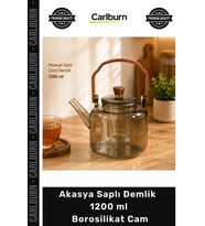 #Demlik Isıya Dayanıklı Şık Süzgeçli Cam Tasarım Akasya Saplı Demlik 1200 ml Borosilikat Cam